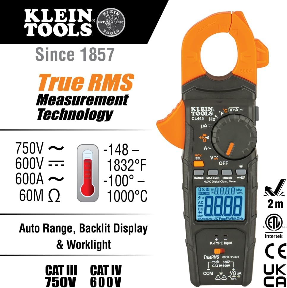 Klein Tools 600A HVAC TRMS Clamp Meter