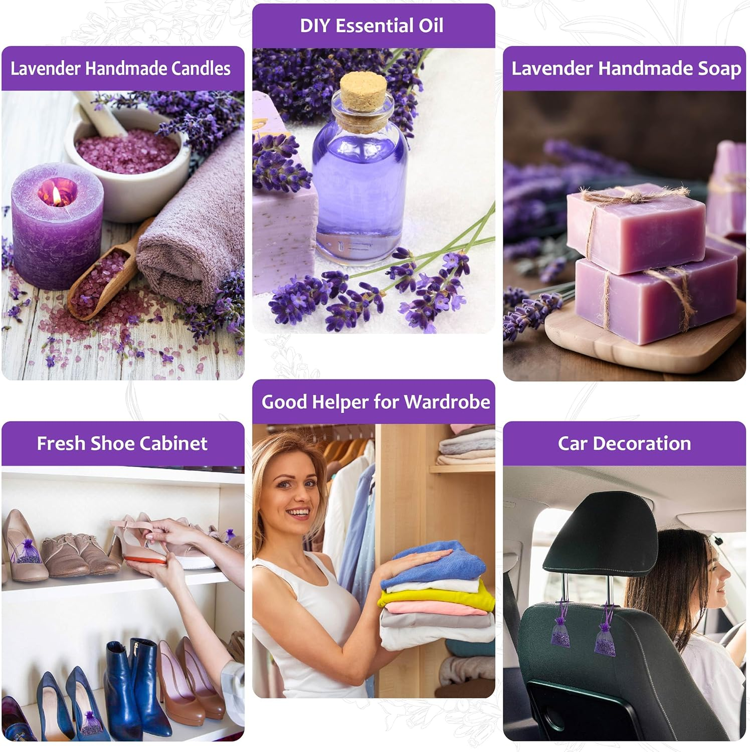 Bag of 25 Sachets Dried Lavender Flower Lavender Sachets for Drawers and Closets, LV-B-2 image number 5