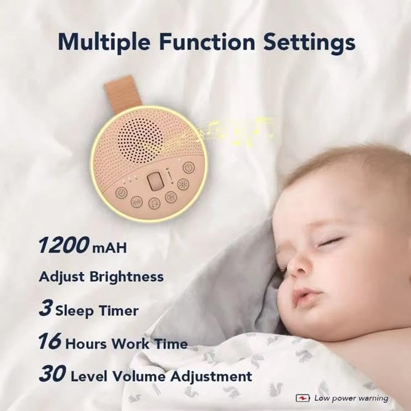 Tung Pyt Ltd Portable White Noise Machine, Taupe &ndash; 21 Soothing Sounds, Adjustable LED Light, USB Rechargeable, up to 48 Hours Battery Life &ndash; Promotes Deep, Restorative Sleep for Babies and Adults.