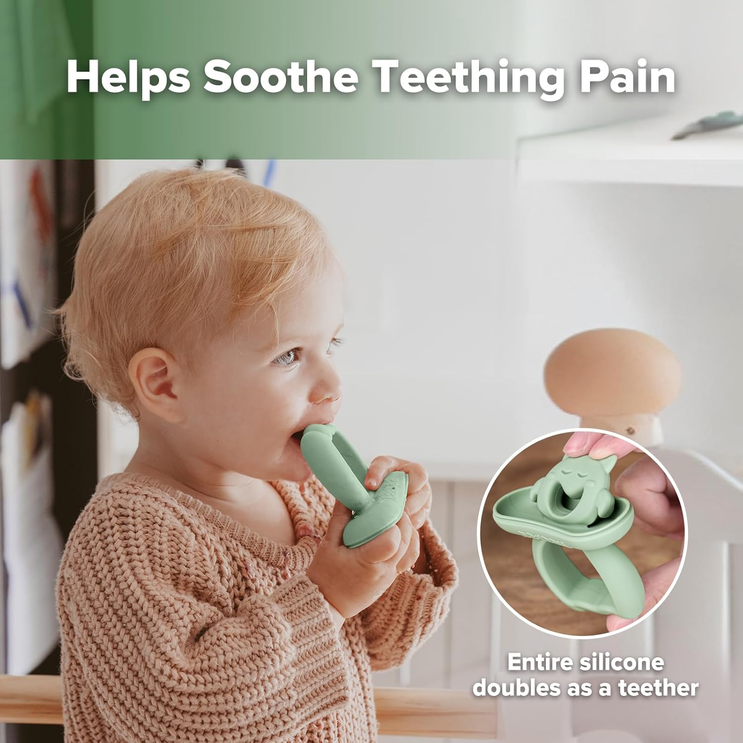 Haakaa Chilly Monster Popsicle Molds, Silicone Breastmilk Popsicle Molds for Baby Teething Relief, BPA Free Ice Pop Molds&Frozen Breast Milk Teether Popsicle Maker for Infant 6M+- Blush + Pea Green - Sky Blue image number 3