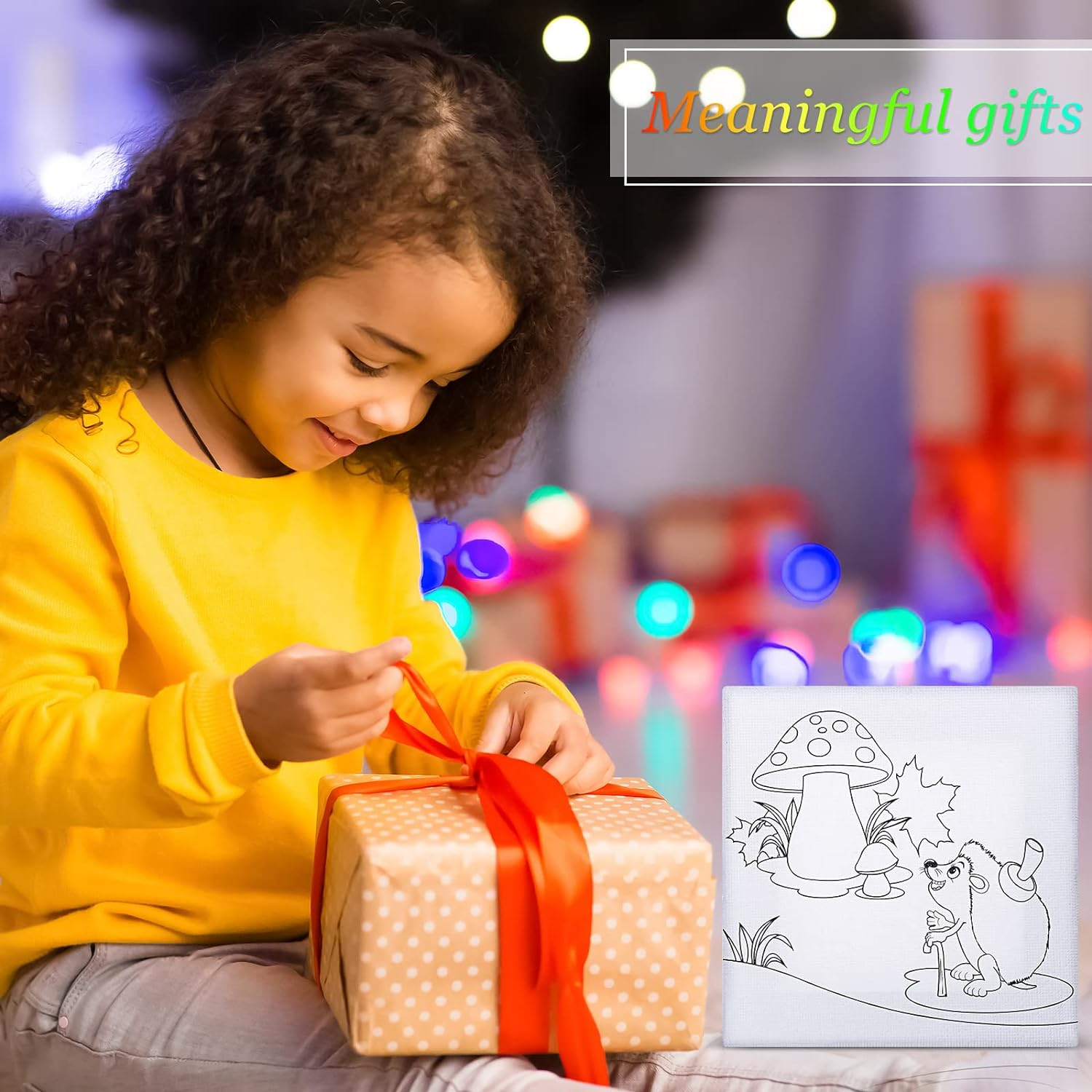 Meanplan 12 Pcs Pre Drawn Canvas for Painting for Adults 4 X 4 Inch Pre Printed Stretched Canvas with Pictures to Paint DIY Outline Boards for Party Favor Beginner Art Gifts(Village and Sea Style)