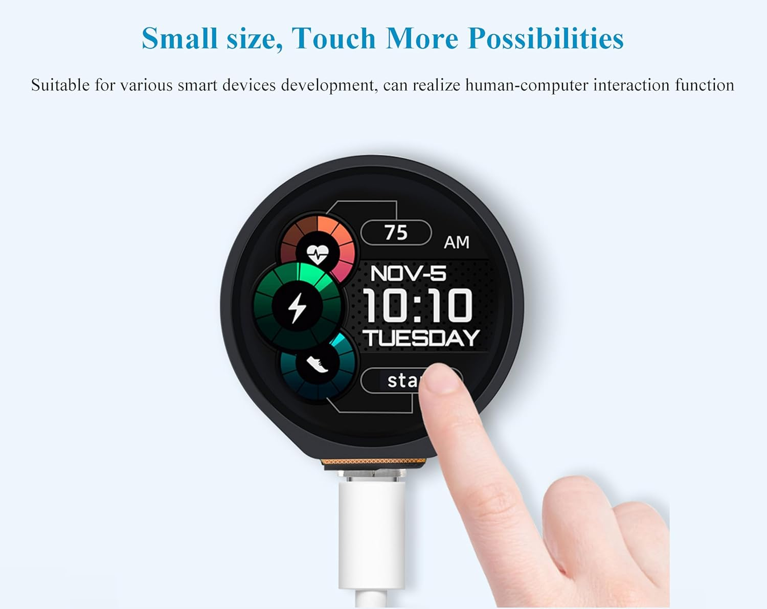 ESP32-S3 Development Board with 1.28Inch round Touch LCD 240&times;240 Pixel 65K RGB Color, 32-Bit LX7 Dual-Core Processor with 6-Axis Sensor, Support 2.4Ghz W-I-F-I (802.11 B/G/N) and Blue-Tooth 5 image number 5