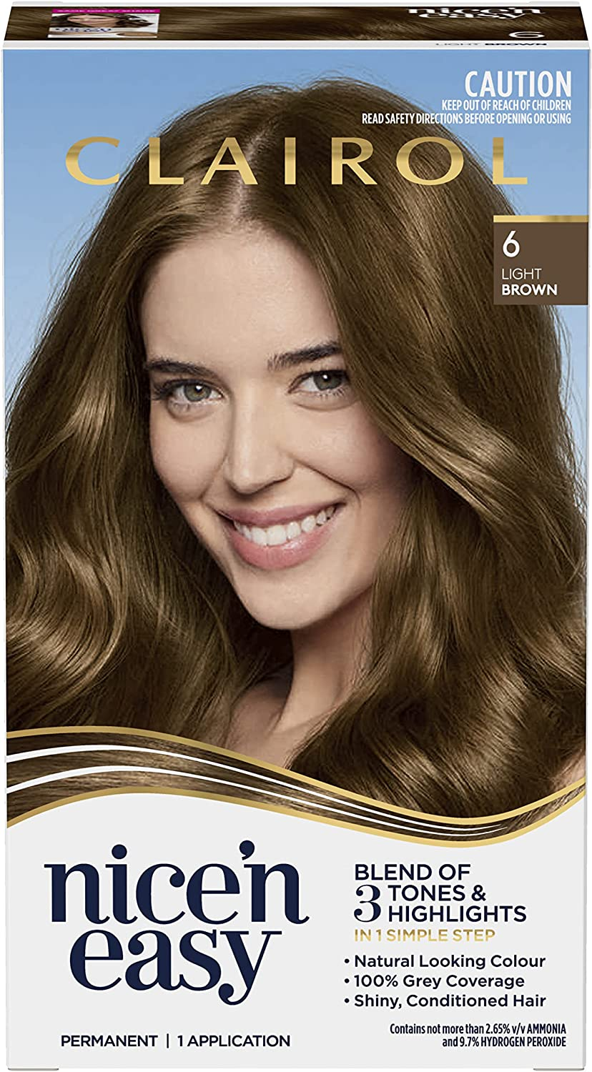 Clairol Nice 'N Easy Permanent Hair Colour 6 Natural Light Brown, 100% Grey Coverage, Natural Looking Hair Colour image number 3