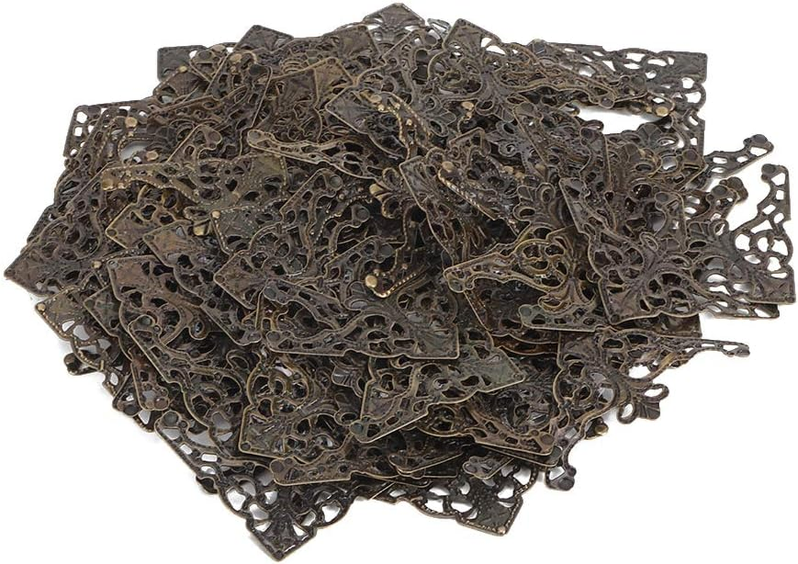 Corner Decorative, Vintage Corners Guards Book Album Edge Cover Flat Iron Decorative Elegant Metal Protectors for Wall Edges Furniture Home Office Decor DIY Wood Products Decoration(Ancient Copper)