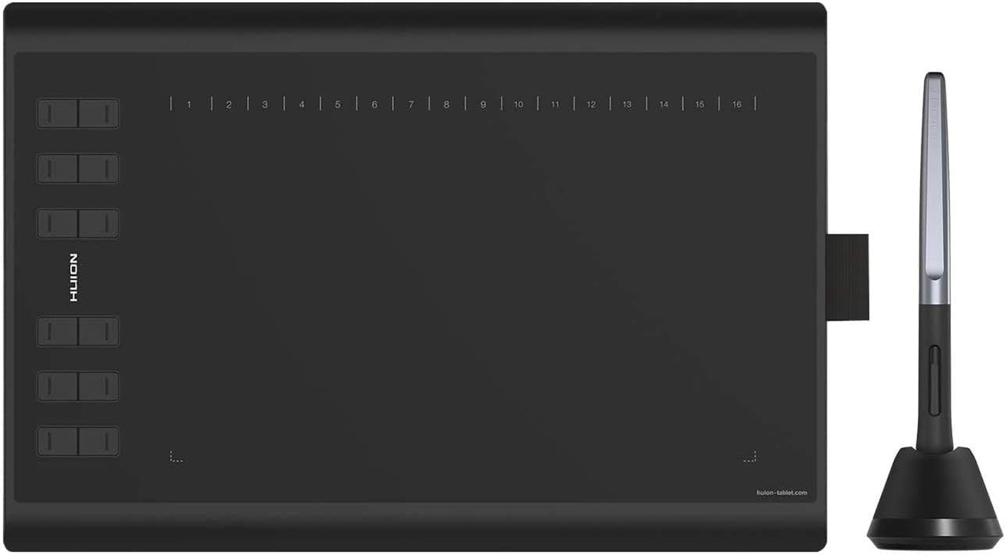 HUION Inspiroy H1060P Graphics Drawing Tablet 10 X 6.25 Inch with 8192 Pressure Sensitivity Battery-Free Stylus and 12 Customized Hot Keys, Digital Art Tablet for Mac, Windows PC and Android image number 1