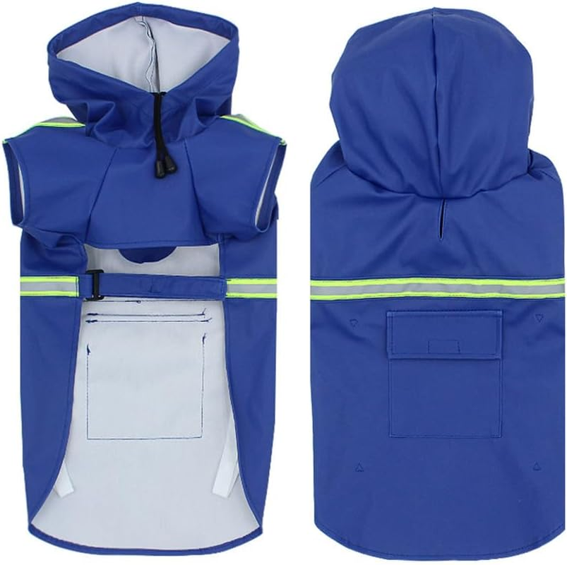 Waterproof Hooded Dog Raincoat - Adjustable Reflective Pet Jacket, Lightweight Dog Slicker Poncho for Small to X- Large Dogs and Puppies (Blue, M) image number 3