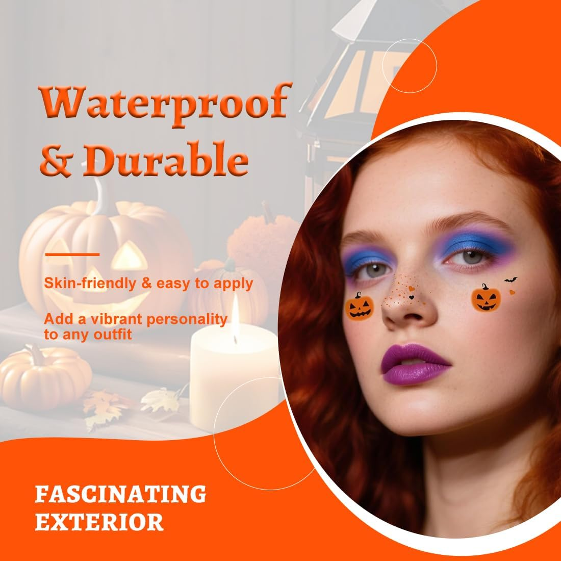 BCHKO 4 Designs Skin Friendly Face Tattoos Suitable for Women - Ideal for Halloween, Festivals, Parties, Costumes and Makeup Styling (Glitter) image number 3