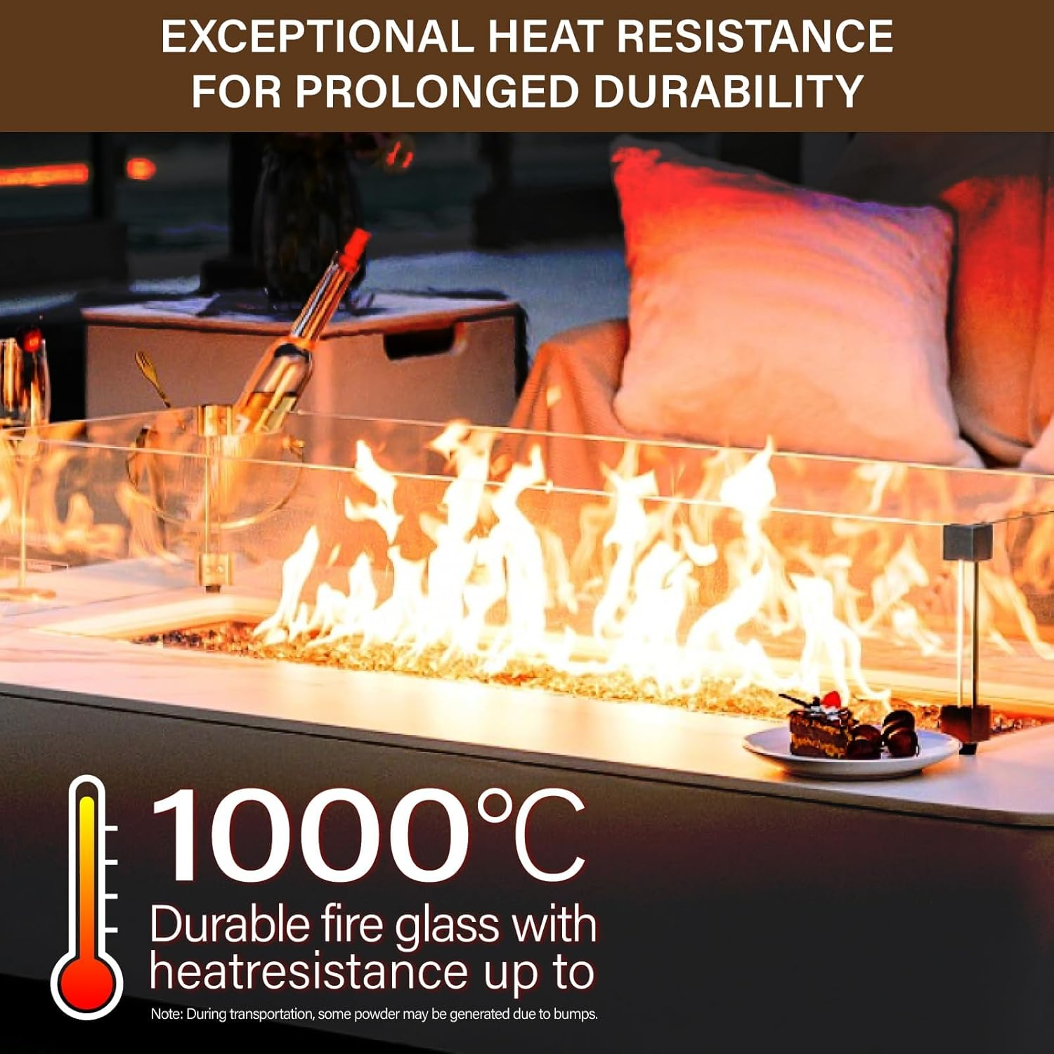 NUPICK 5 Pound Fire Glass, 1/4 Inch Reflective Fire Pit Glass, Tempered Firepit Glass Rock for Propane or Natural Gas, Glass Rocks for Fire Pit Table, Fireplace Glass for Landscaping, Bronze