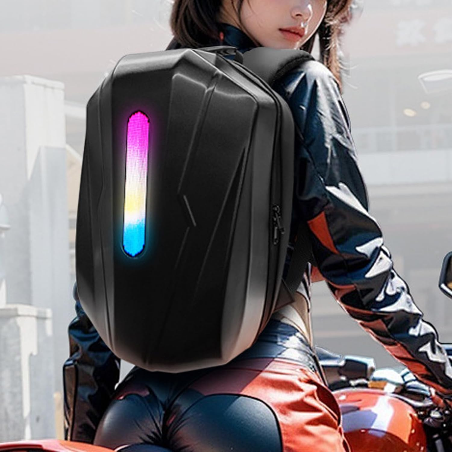 LED Backpack, Programmable Screen Water Proof Backpack with APP Control, 18 Inch Motorcycle LED Backpack for Men and Women image number 3