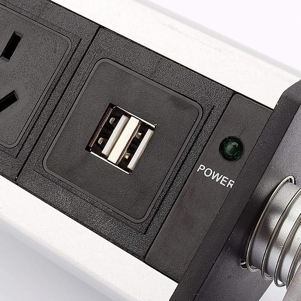 Pop up Power Point, Pop up Socket Desktop Socket Tabletop Socket 2 USB+3 Plug Outlet Socket Power Strip Retractable Power Strip for Kitchen Counter, Conference Room image number 1