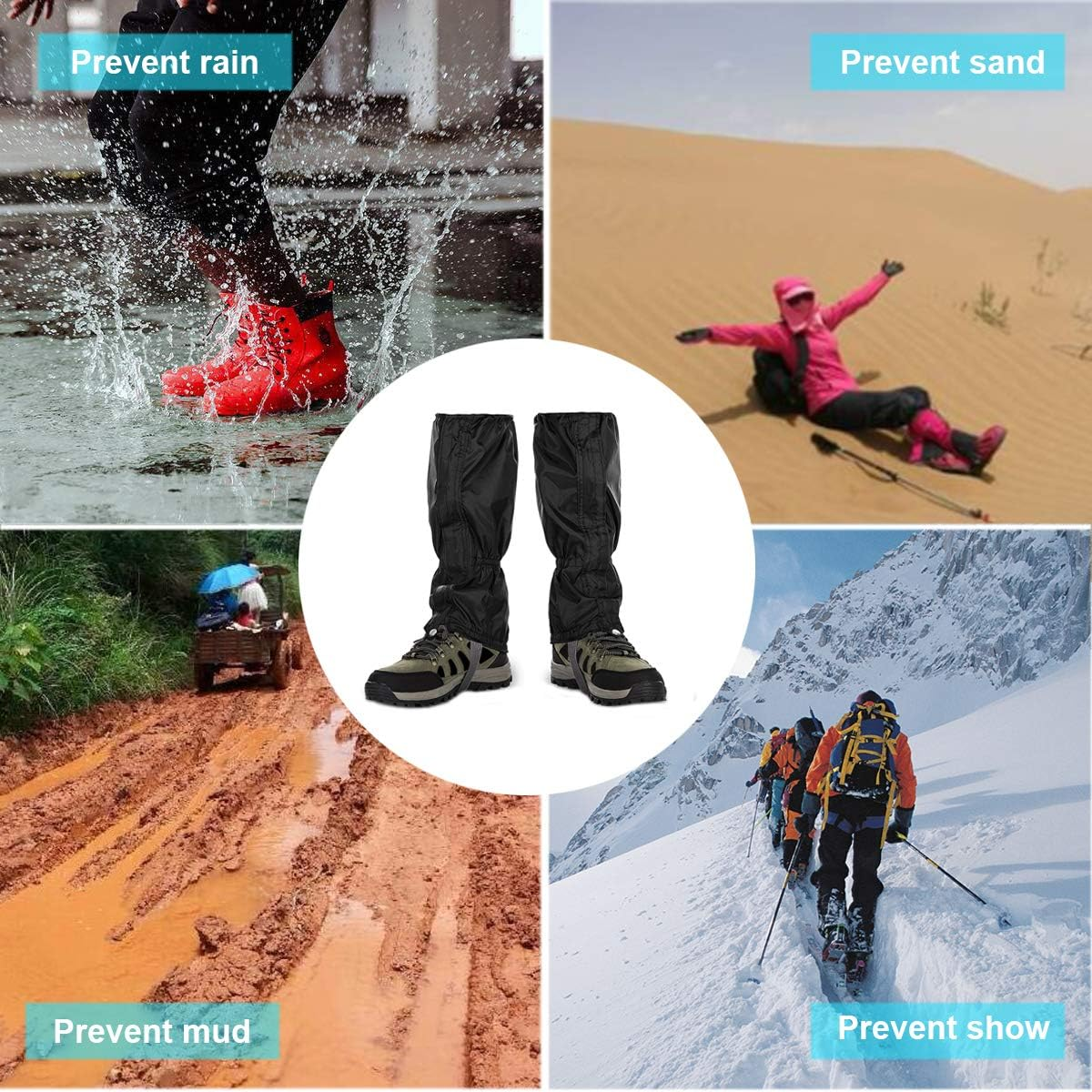 Hiking Gaiters Lightweight Leg Gaiters Snow Gaiters Waterproof Windproof Durable Leg Cover Protect for Mountain Snow, Hiking, Skiing, Walking, Climbing, Hunting