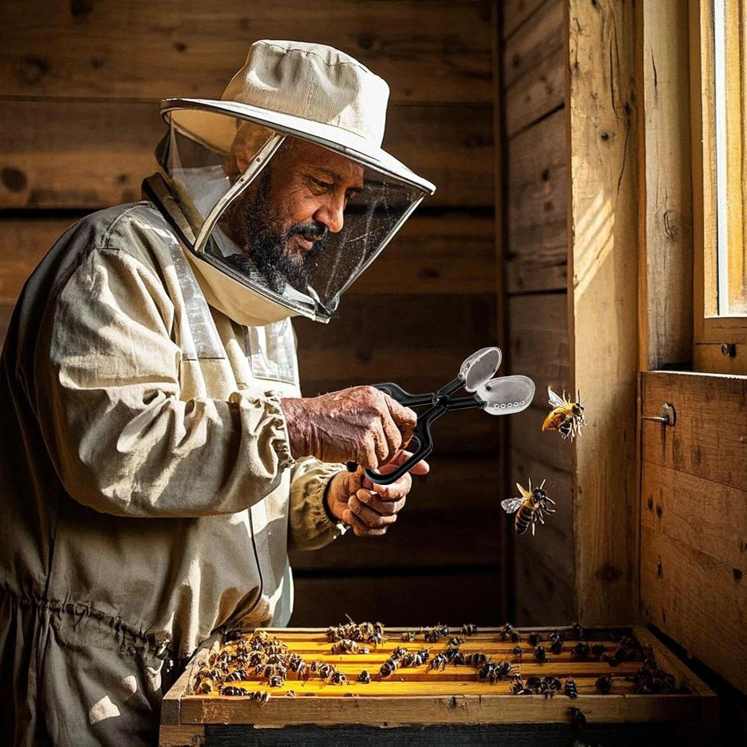 Queen Clips for Bees - Beekeeping Tools Reusable Queen Bee Catcher,Lightweight Beekeeping Supplies Catching Tool for Beginners Professionals image number 4