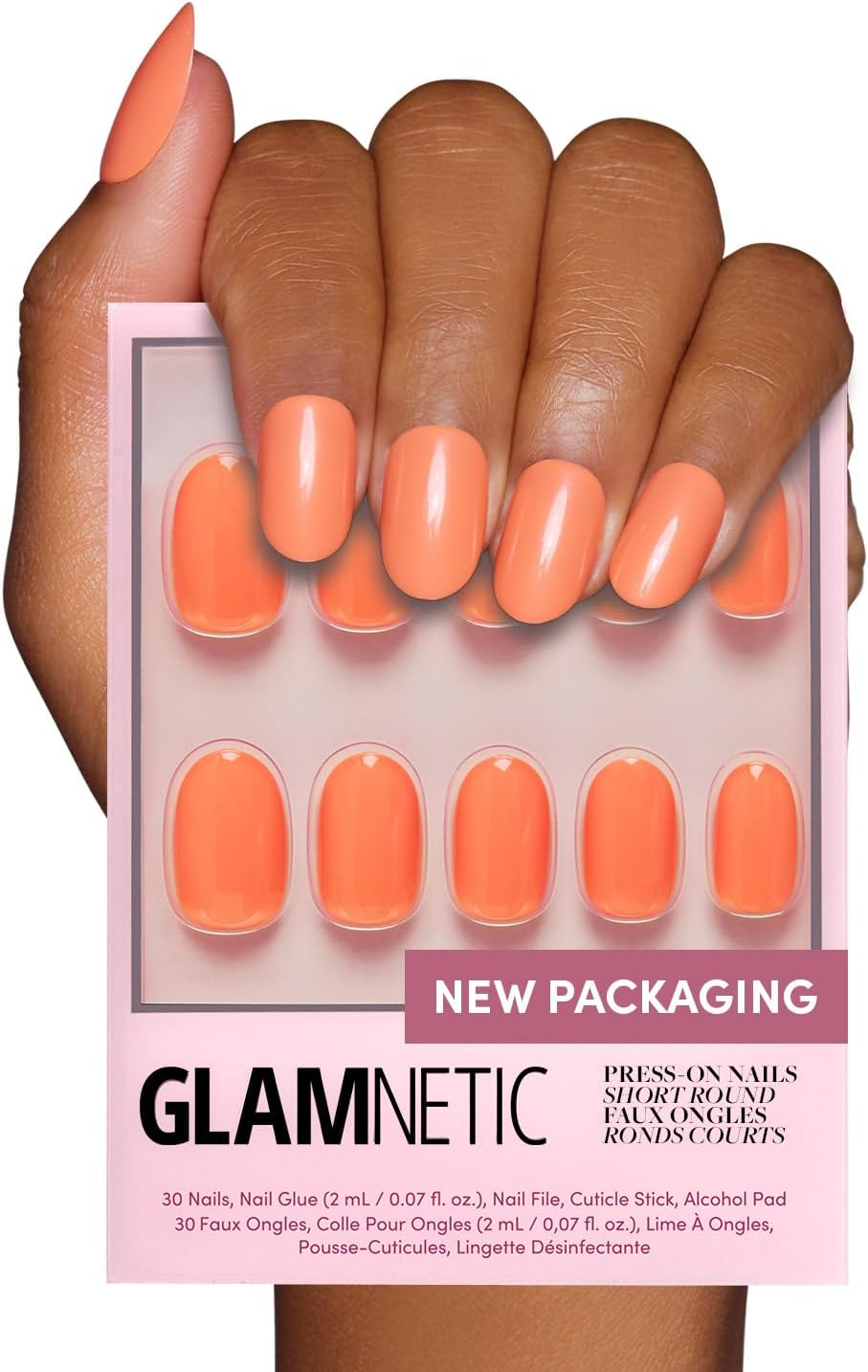 Glamnetic Press on Nails - Exposed | Medium Coffin Fake Nails, Nude Opaque Neutral, Salon Quality | 15 Sizes - 30 Nail Kit