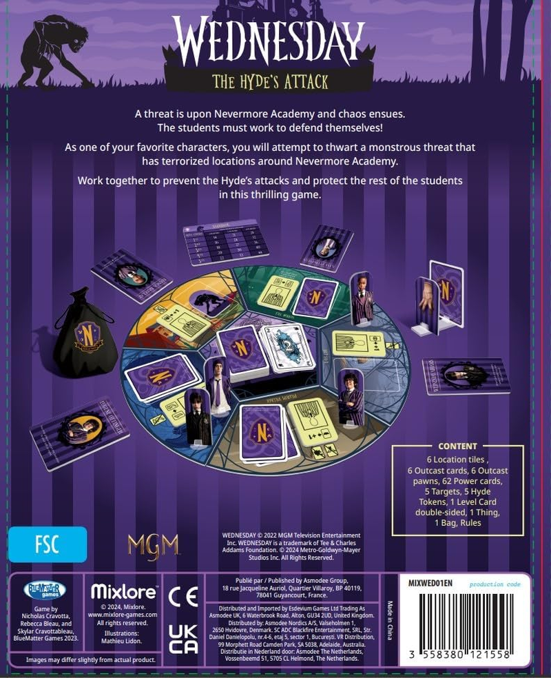 Mixlore | Wednesday - the Hyde'S Attack | Cooperative Board Game | Ages 10+ | 2-4 Players | 20 Minutes Playing Time image number 4