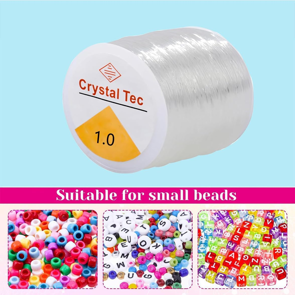 Stretchy String for Bracelets,2 Rolls of 160M,1.0Mm Clear Elastic String Stretch Cord Jewelry Bead Bracelet String with 2 Pcs Beading Needles for Seed Beads,Pony Beads,Bracelets and Jewelry Making