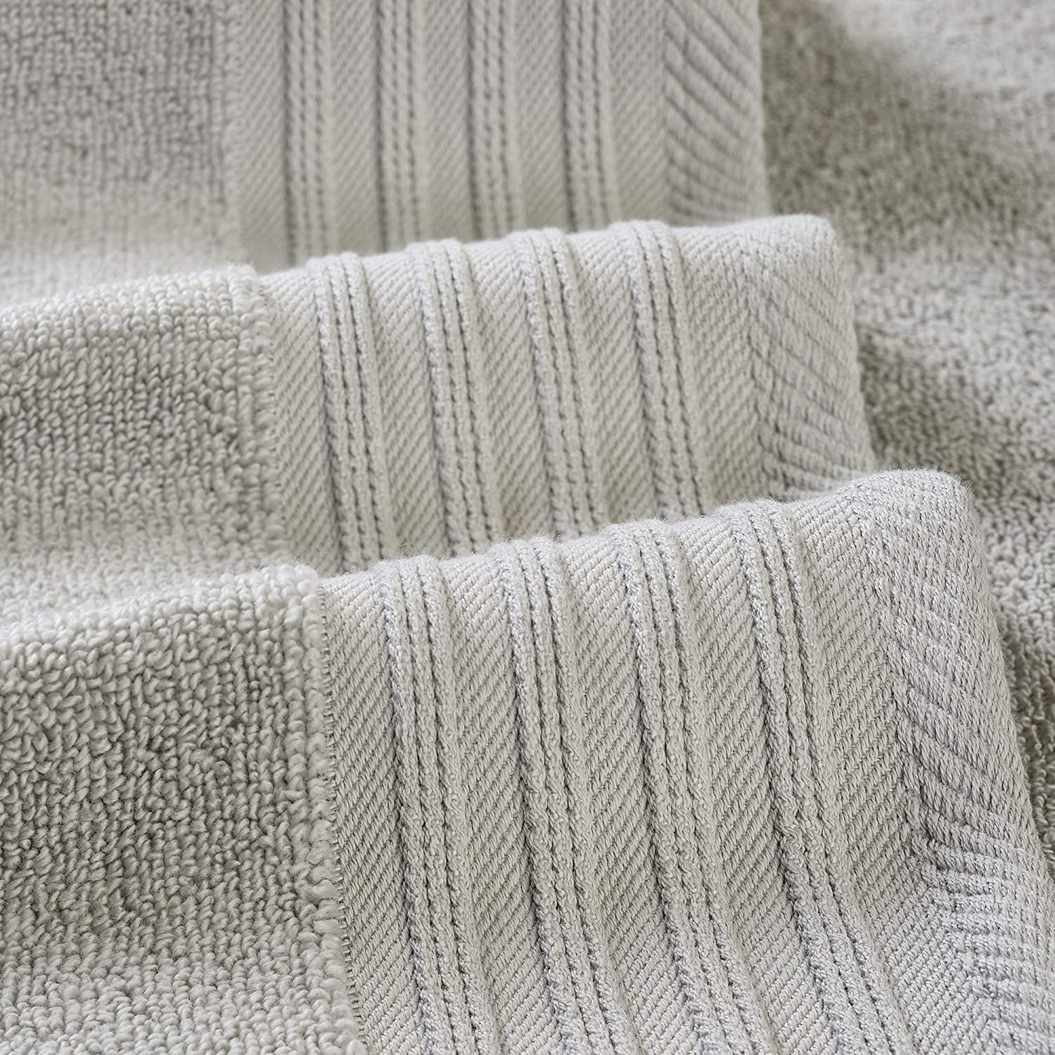 Amrapur Overseas 6-Piece Yarn Dyed Diamond Gate Jacquard Towel Set Taupe image number 5