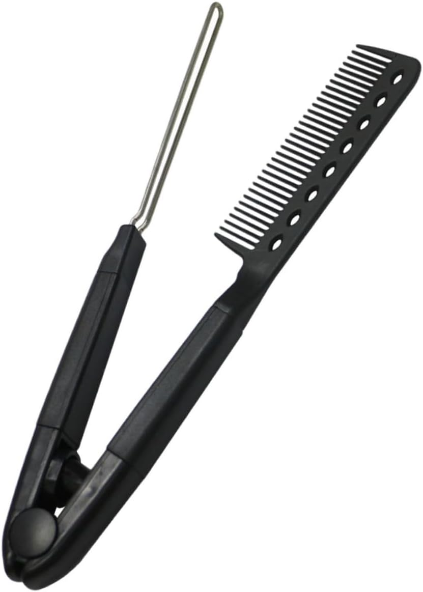 CLISPEED 1Pc Shaped Hair Straightening Comb Brush Tool for Effortless Hairstyling Compact and Lightweight Design for Travel and Daily Use Black image number 1