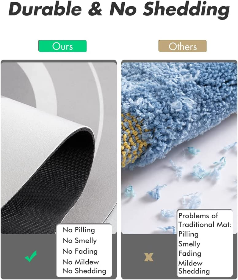 Montvoo Bath Mat - Non Slip, Quick Dry, Stain Resistant Bath Mat Rug for Bathroom Floor - Easy Care Shower Rug for outside Bathtub - 17"X27" Grey image number 6