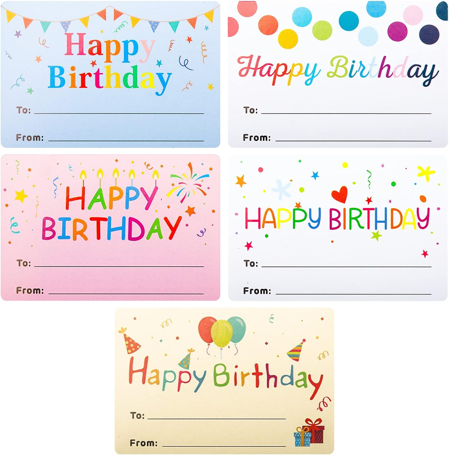 Anwyll Happy Birthday Name Stickers - 100 Pcs 3X2 Inch Self-Adhesive Birthday Present Stickers for Party, Gift Wrapping, Envelope Seals image number 5