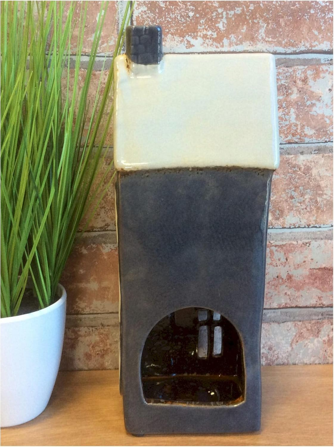 Village Pottery Tall Slate Blue House Tealight Holder Y image number 2