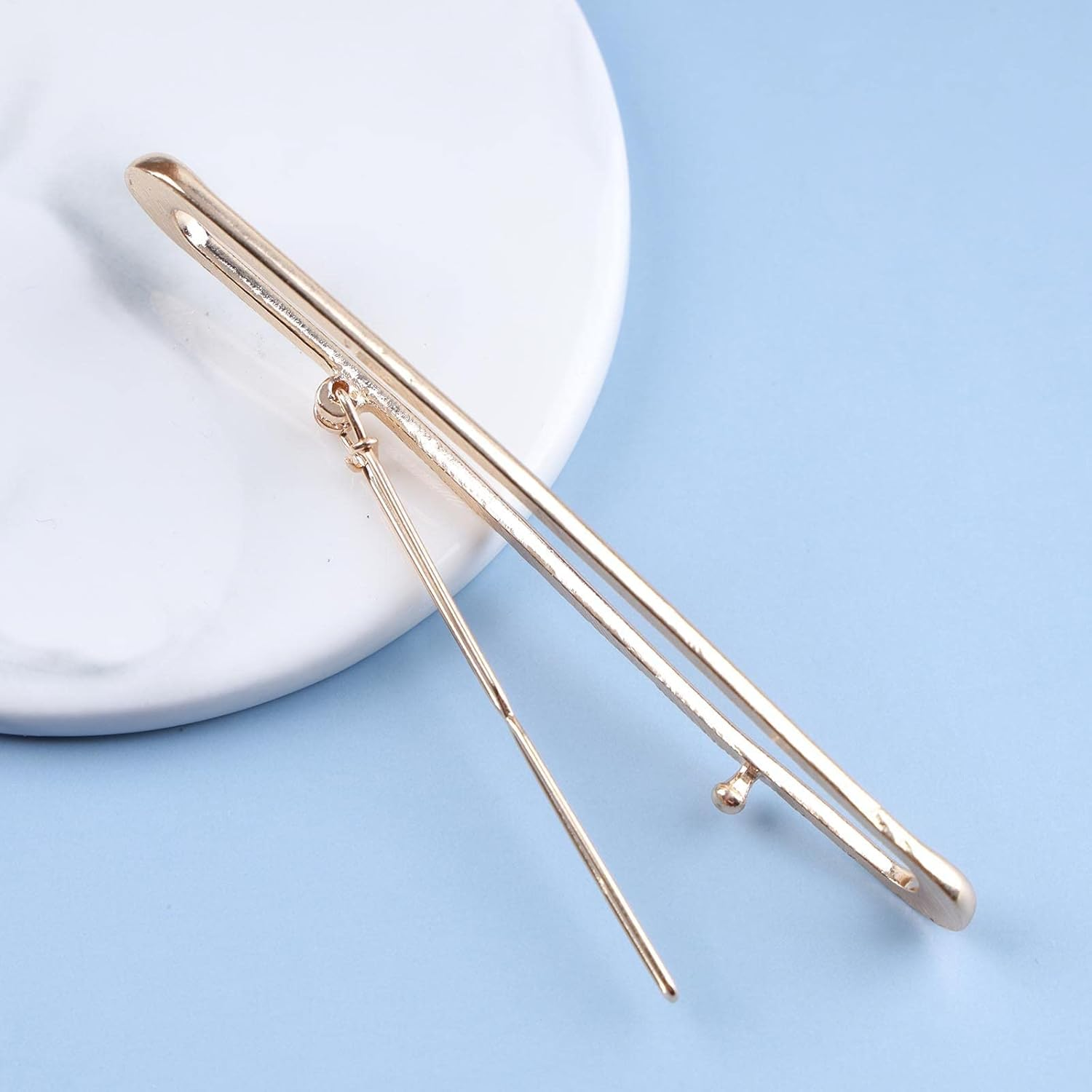 Yheakne Vintage Rectangle Hair Clip Geometric Hair Clip Gold Hair Clip Pin Metal Headwear Decorative Hair Accessories for Women and Girls 2 Pieces (Gold) - Gold image number 2