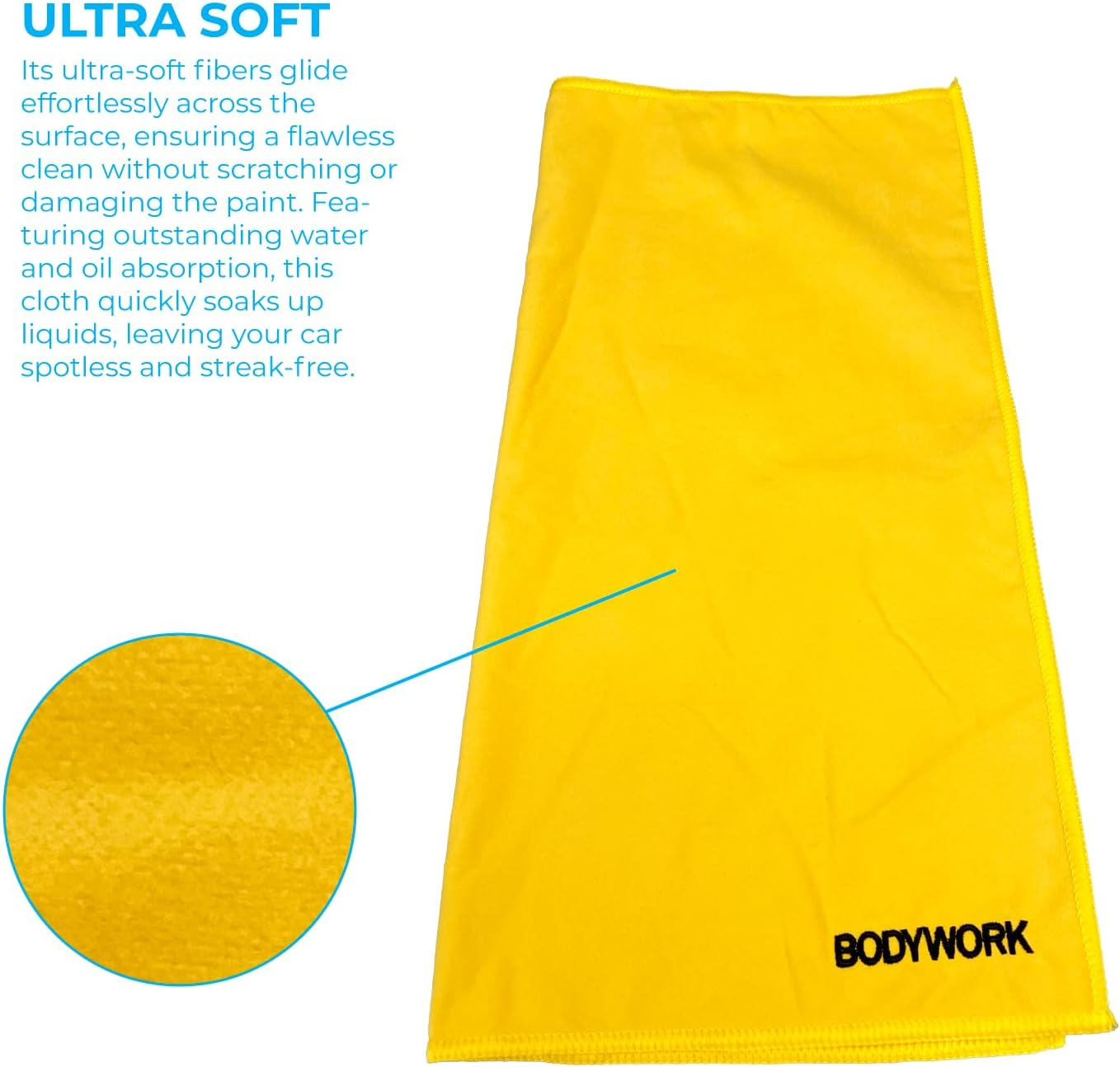 Bodywork Microfibre Cloth, Non-Scratch Ultra Soft Fibres, Durable Material, for Washing and Polishing, No Damage Paintwork, for Cars, Motorbikes, Vans 35X35Cm image number 3