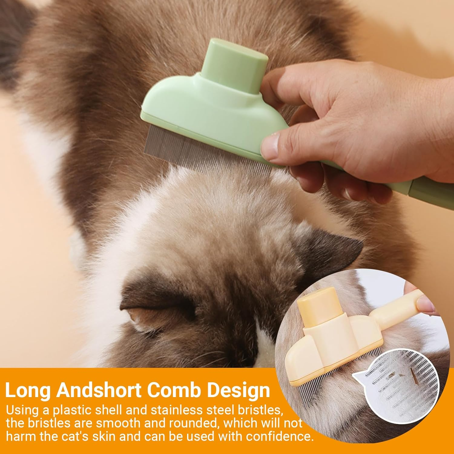 Self Cleaning Pet Grooming Brush for Cats and Dogs, Soft Brush for Short and Long Hair, Anti-Tangle Massage Comb Effective Tool for Pets image number 6