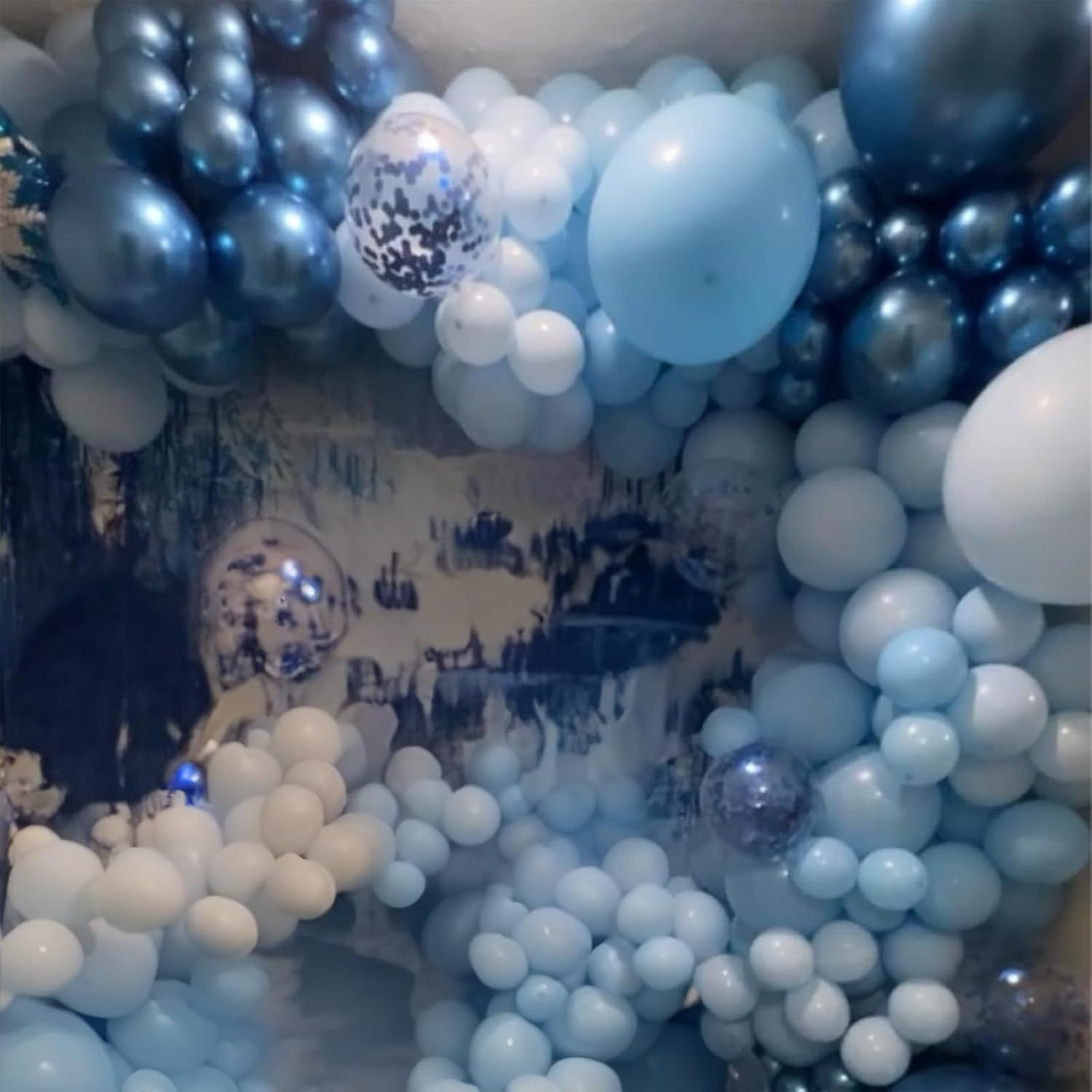 Blue Balloon Garland Arch Kit, 109 PCS Shades of Blue Balloons Set with Metallic Blue Balloons Macaron Light Baby Blue Confetti Balloons for Wedding Boys Baby Shower Birthday Ocean Party Decoration image number 2