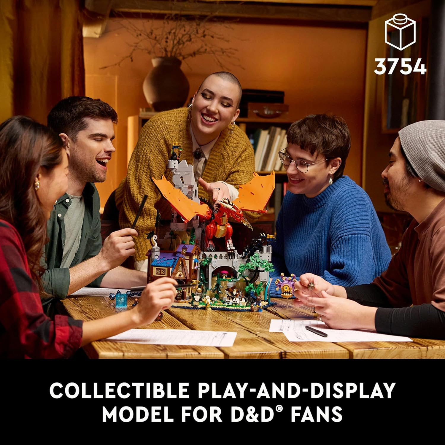 LEGO&reg; Ideas Dungeons & Dragons: Red Dragon'S Tale (3745 Pcs) Building Set,D&D Model Kit for Adults, 6 Minifigures & Monster Figures Incl. a Beholder, Owlbear and a Displacer Beast,For Him & Her 21348 image number 5