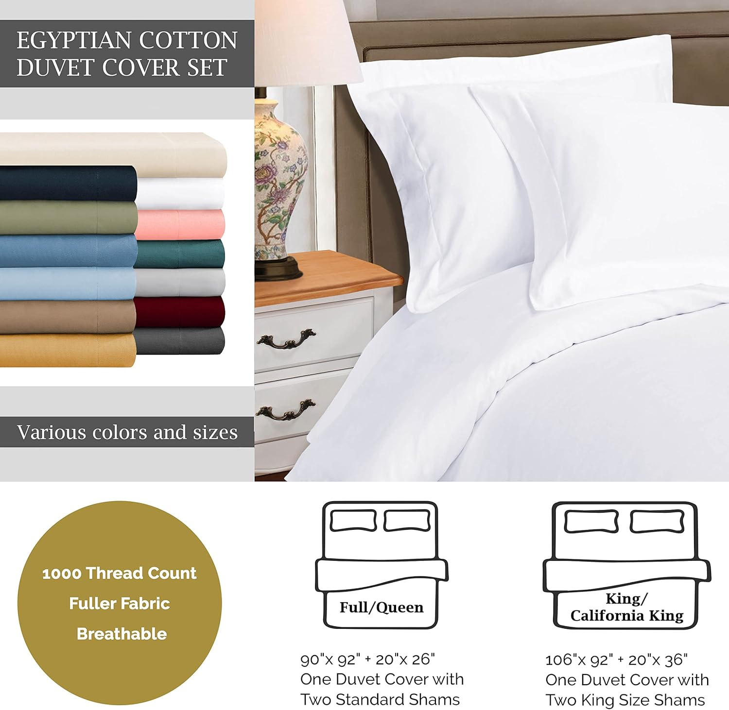 Superior 1000 Thread Count Lyocell Blend Duvet Cover Set, Bed Covers, Includes 1 Duvet Cover with Button Closure, 1 Pillow Sham, Oversized, Neutral Bedding, Twin, Sage image number 4