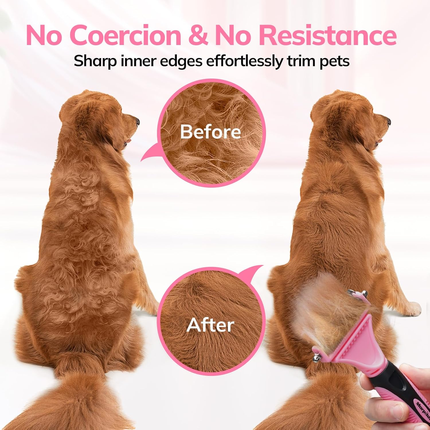 Morpilot Dog Brush Cat Brush Grooming Comb, 23+12 Double Sided Undercoat Rake Dematting Deshedding Tool for Long Hair Pets Cat Dog Slicker Shedding Brushes Efficiently Reduces Hair Loss by up to 90% image number 2