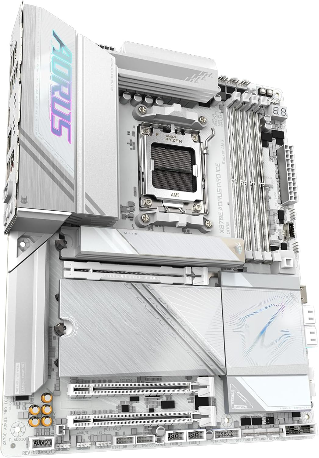 GIGABYTE X870E AORUS PRO ICE AMD AM5 LGA 1718 Motherboard, ATX, DDR5, 4X M.2, Pcie 5.0, USB4, WIFI7, 2.5Gbe LAN, Ez-Latch, 5-Year Warranty image number 3