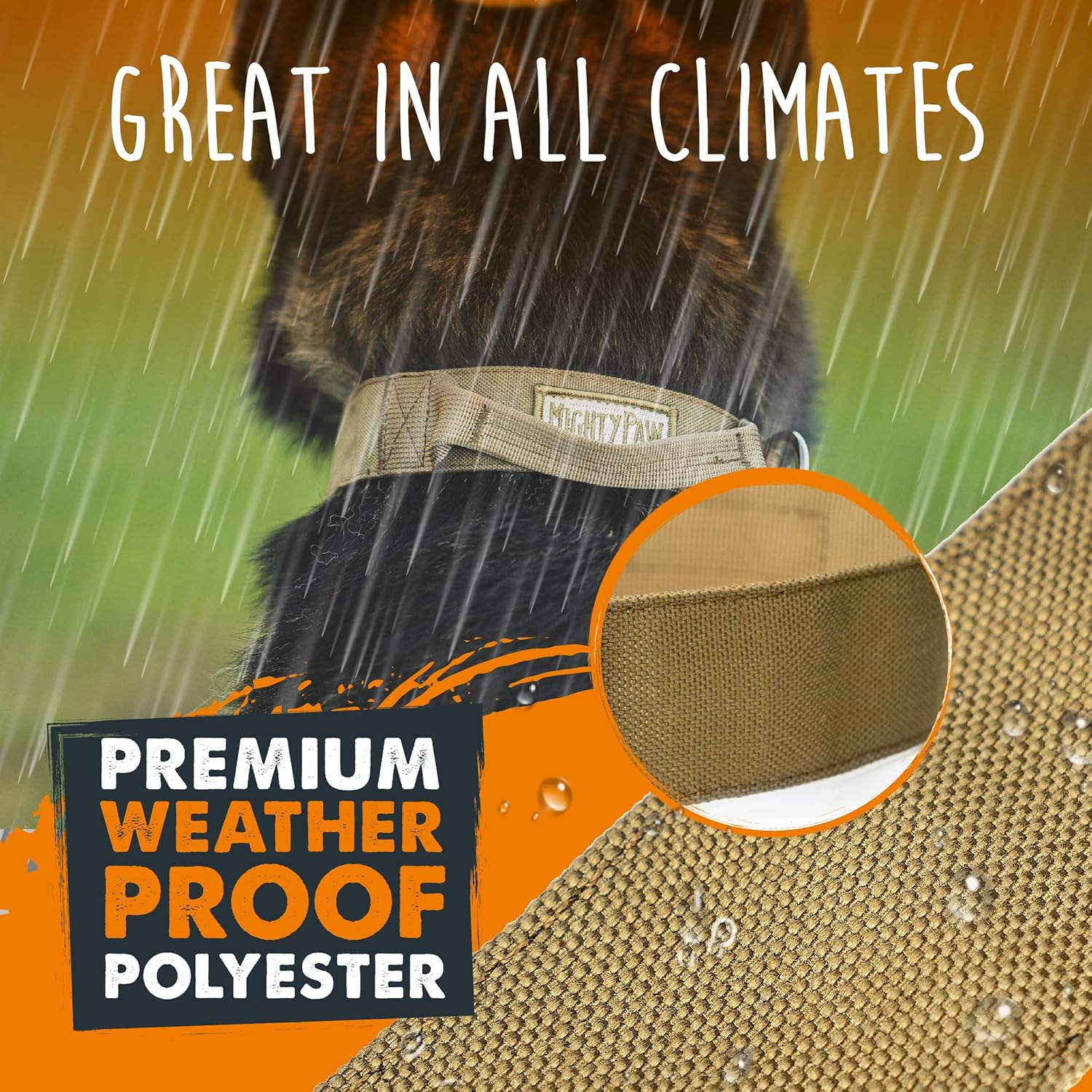 Mighty Paw Tactical Dog Collar - Heavy Duty with Metal Buckle and Control Handle - Weatherproof Polyester Material - Sturdy Metal Dog Collars - Dog Collar for All Dog Breeds - Heavy Dog Collar - Tan image number 6