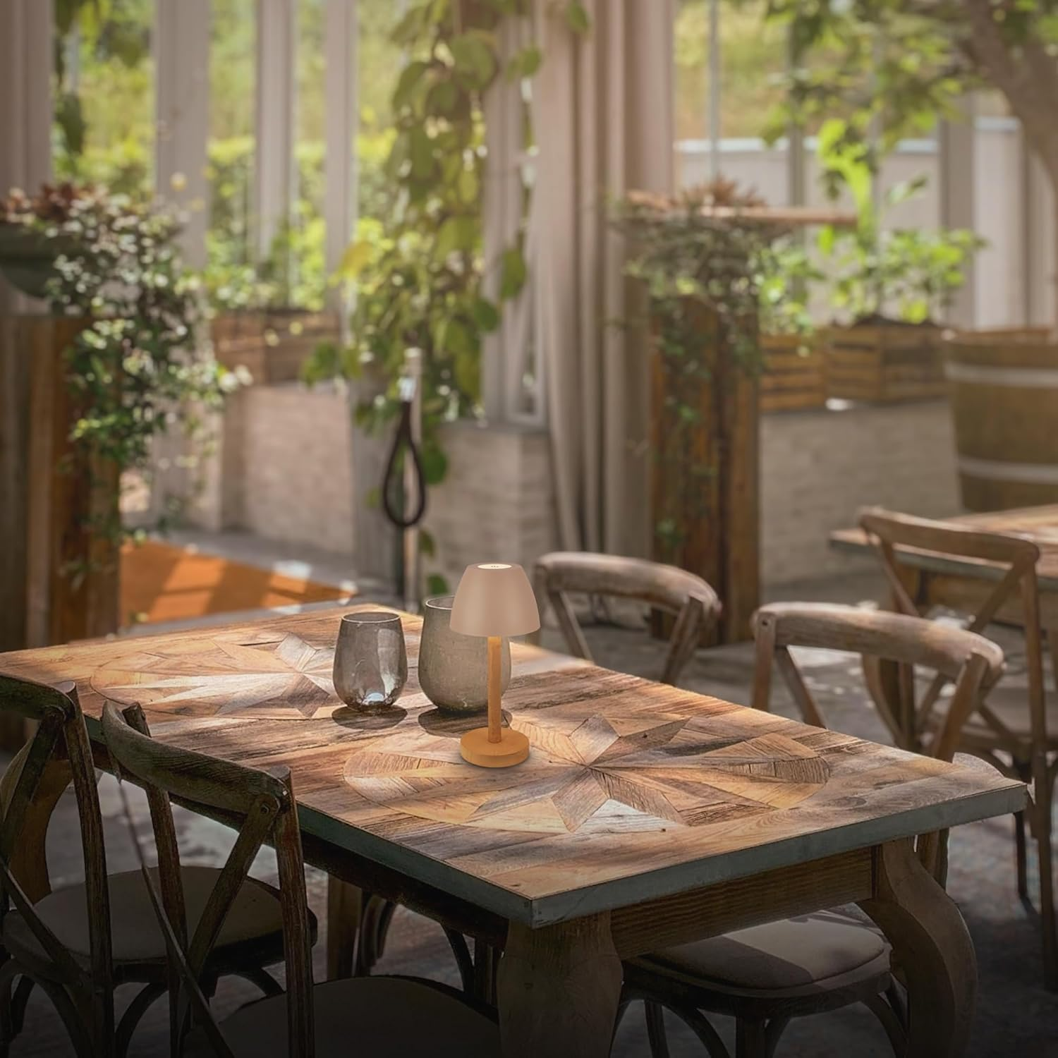 BRILONER - LED Table Lamp Wireless IP44 with Touch, Dimmable, Battery Replaceable, Bedside Lamp, Reading Lamp, LED Lamp, Camping Lamp, Table Lamp, Battery Lamp, Outdoor Lamp, 13.5 X 30 Cm, Beige Wood image number 6