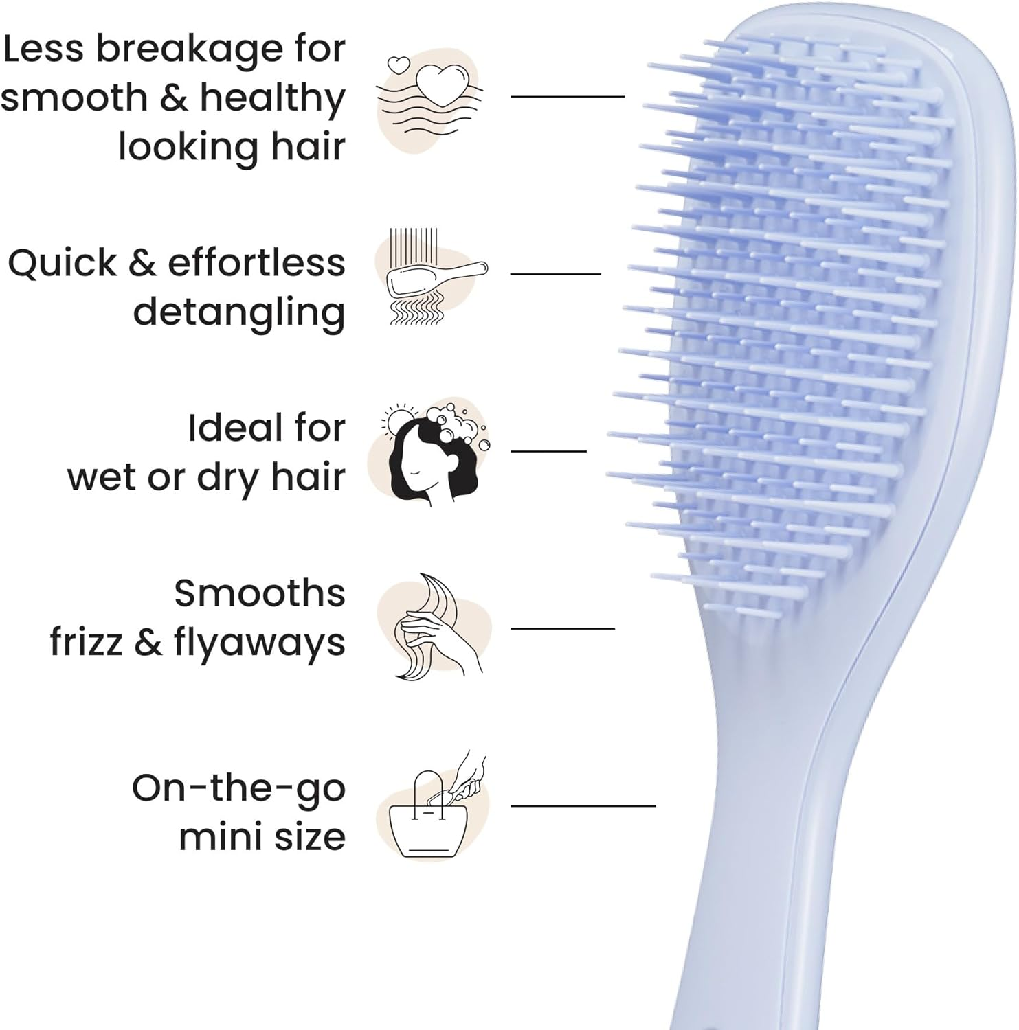 Tangle Teezer Mini Ultimate Detangler - for Wet & Dry Hair - Detangling Brush for All Hair Types - Perfect Brush for Kids & Travel - Digital Lavender image number 1
