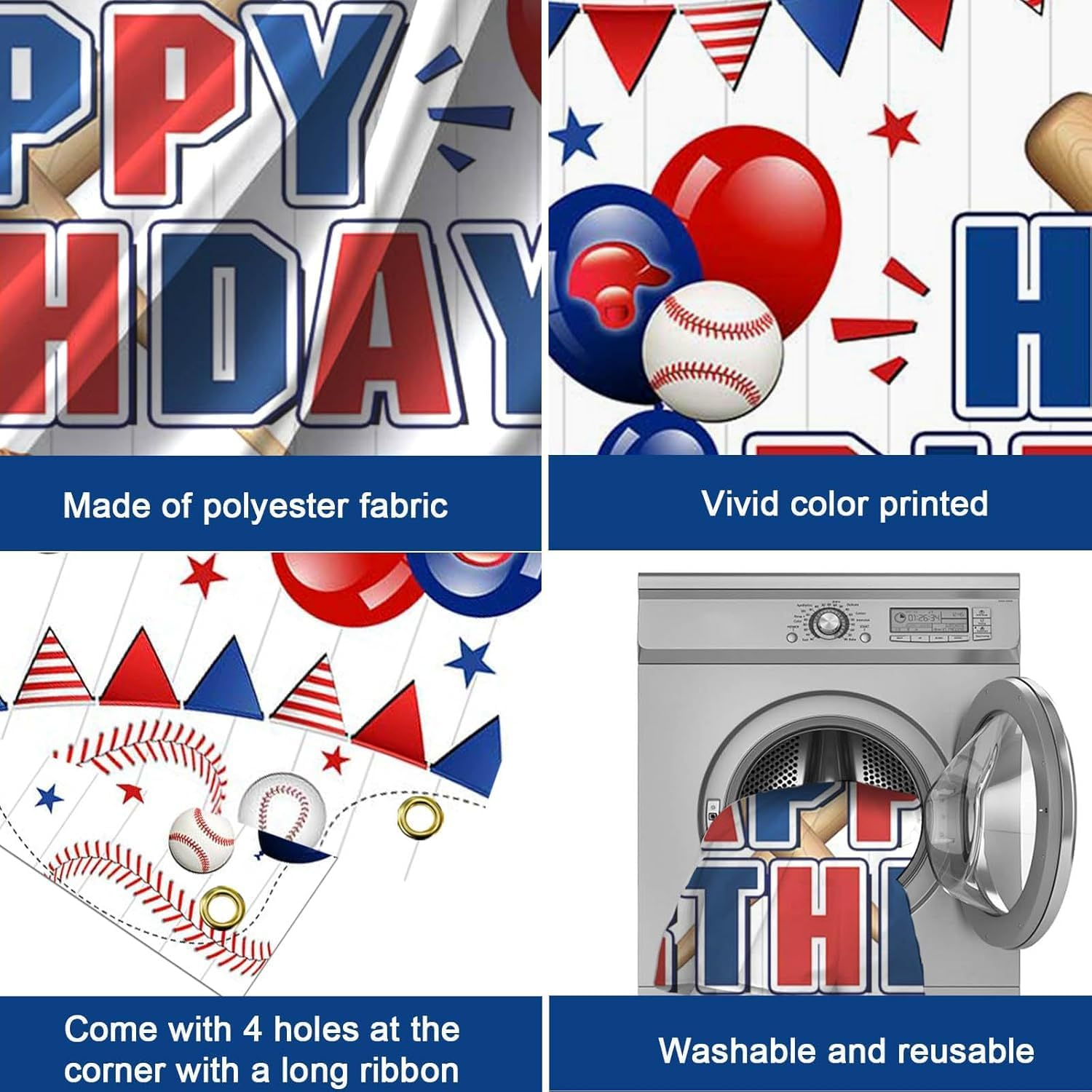 Baseball Birthday Backdrop - Extra Large 1.8M X 1.15M Sports Fabric Banner for Kids Parties - Premium Photo Booth Background with Cartoon Baseball Design - Party Decorations for Boys & Girls