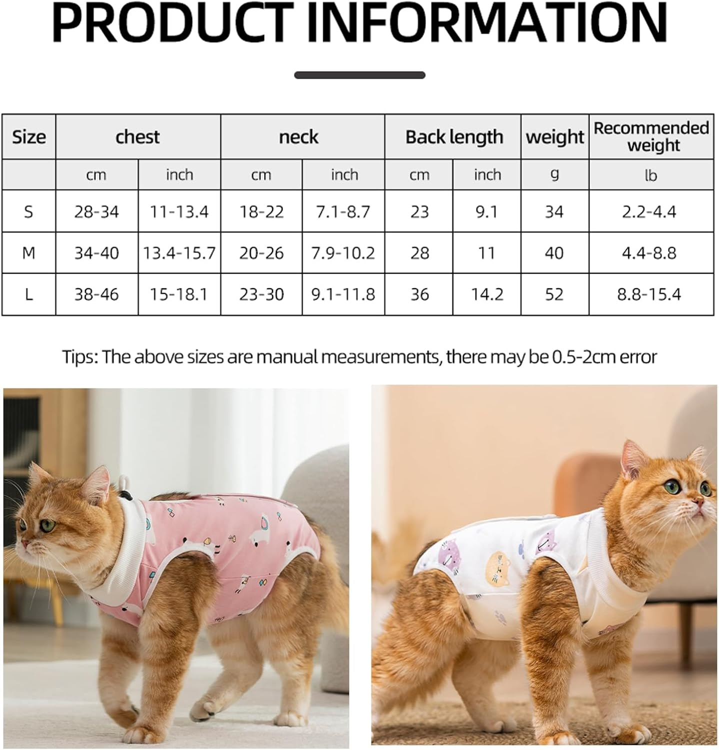 Velmoriah Cat Recovery Suit Female, Breathable Cat Onesie after Surgery for Spay Abdominal Wounds or Skin Diseases, Kitten Surgery Recovery Suit for Cats Anti-Licking (Alpaca, L) image number 2