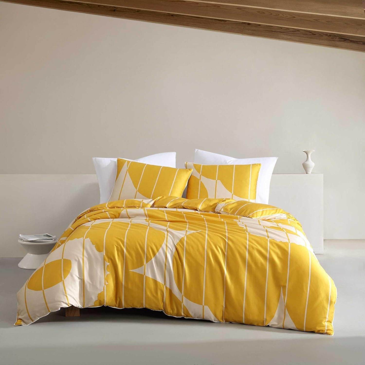 Marimekko - Queen Duvet Cover Set, Super Soft Organic Bedding, Casual Home Decor (Vesi Unikko Yellow, Queen) image number 2
