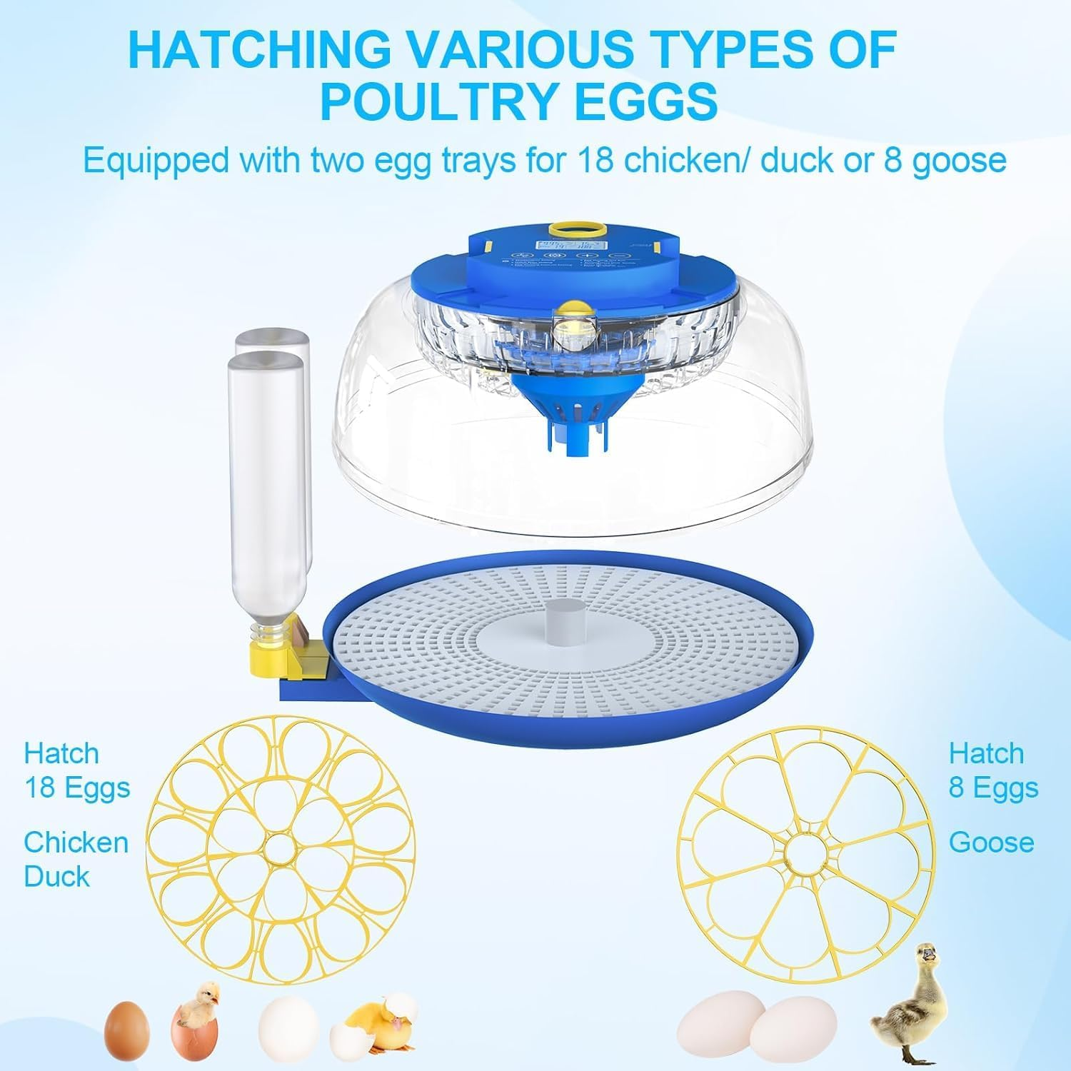 Advwin Eggs Incubators for Hatching, 8/18 Eggs Incubator with Automatic Egg Turning and Temperature Control, Automatic Water Adding, LED Egg Candler, for Hatching Chickens, Duck, Goose Eggs image number 2
