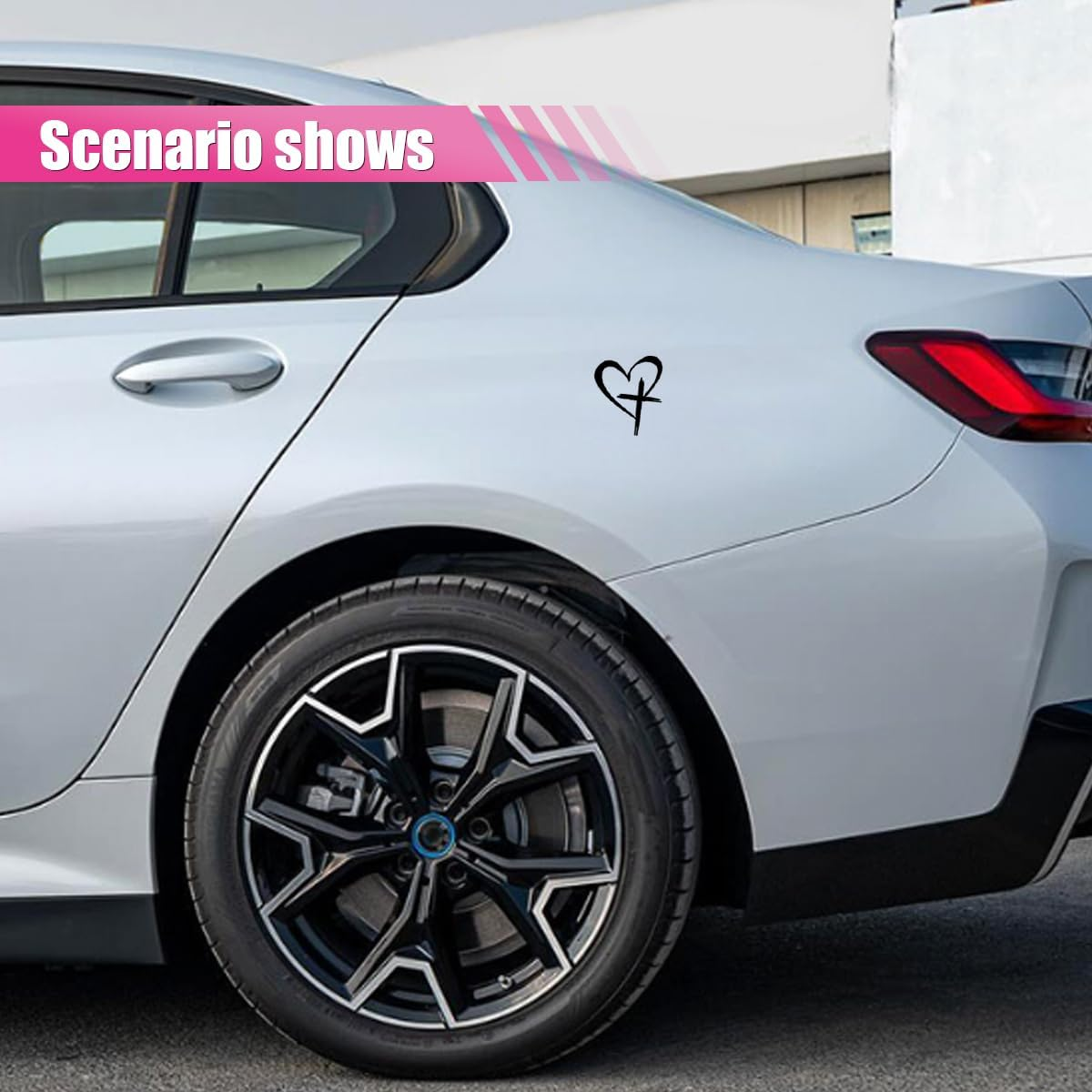 Love Cross Sticker Decal, Love Heart Cross Stickers, Decal Vinyl Sticker for Notebook, Car, Laptop, Window 8.7''&times;6'' (Black Small) image number 4