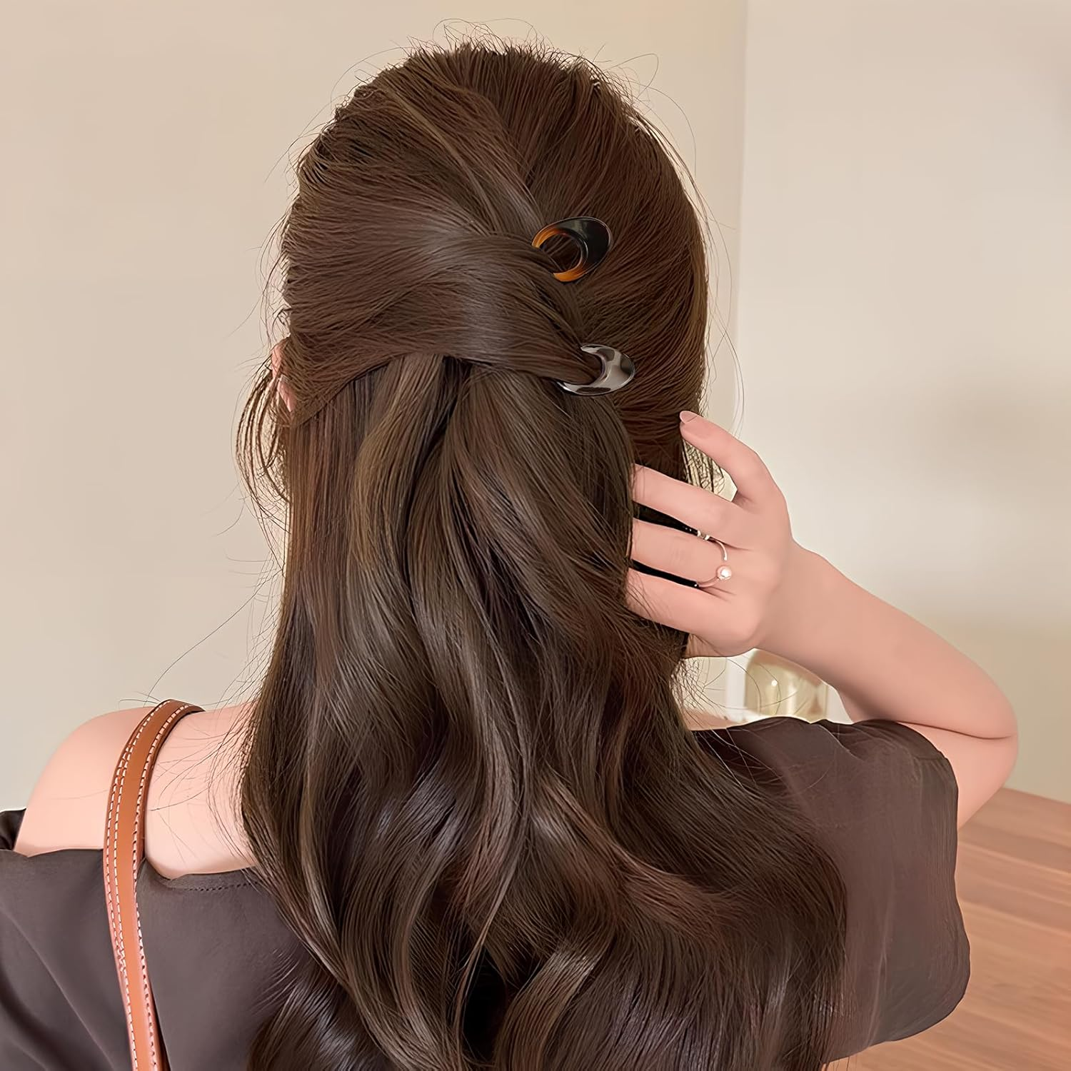 6-Pack Prestige Hair Pins (Large + Small) &ndash; Prestige Hairpin U-Shaped, French Hair Pin, Acetate Tortoiseshell/Black/Grey, Non-Slip No-Crease, for Fine/Thick/Long Hair, Buns & Chignons image number 4