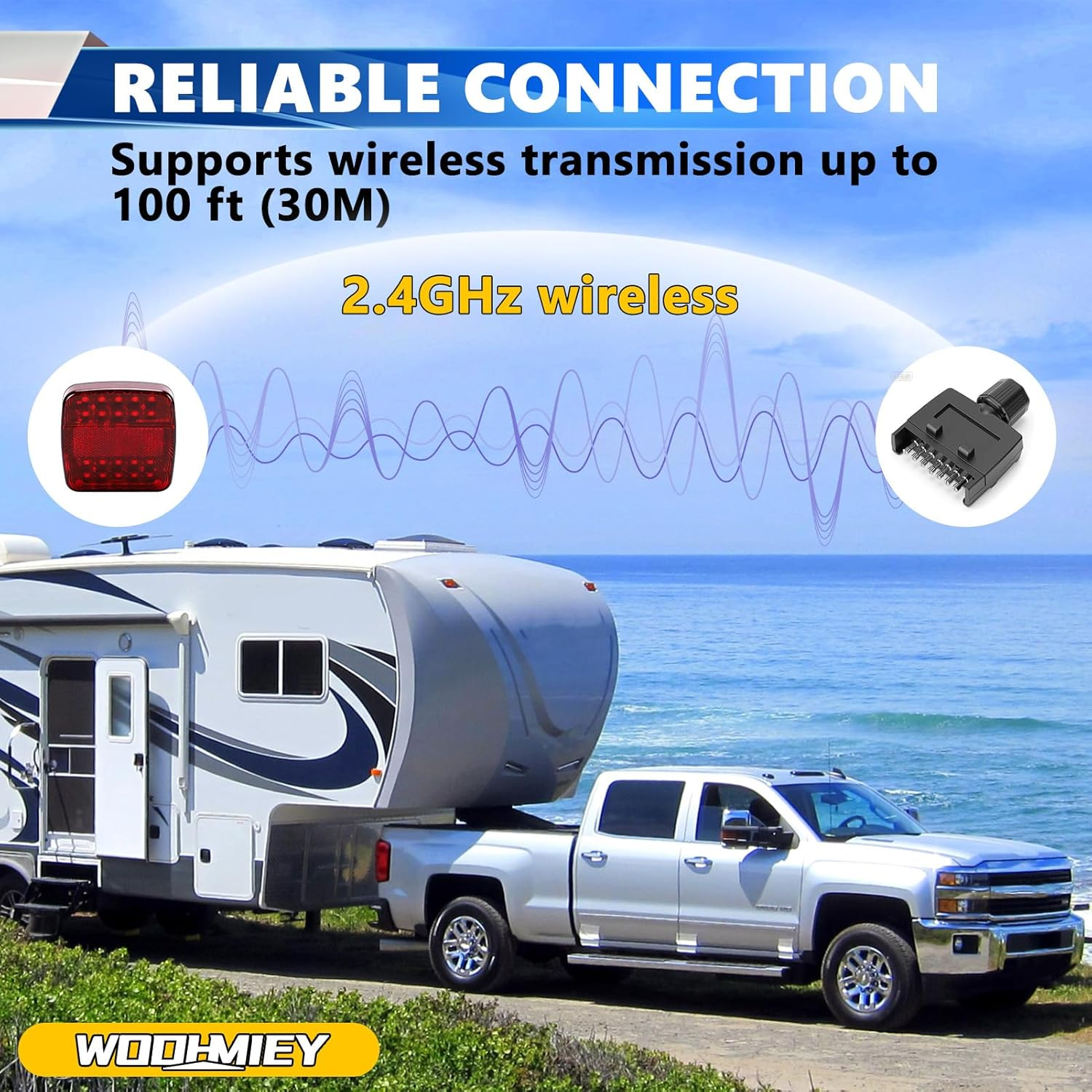 WODHMIEY Wireless Magnetic LED Trailer Lights, 2.4Ghz 100 Feet Stable Signal, Storage Box, Rechargeable Tow Lights for Trucks Vehicles Trailers Campers Boats image number 1