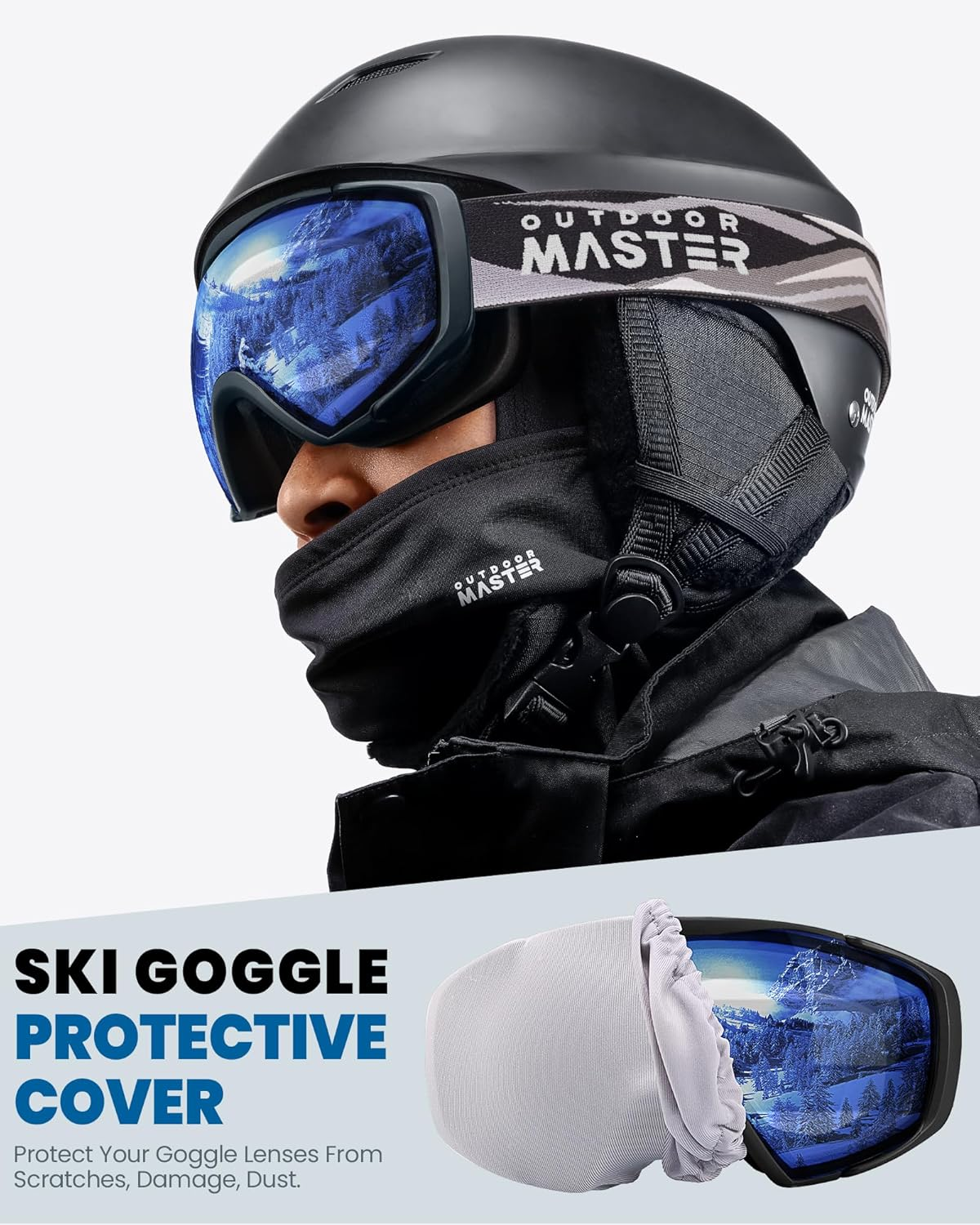 Outdoormaster Ski Goggles with Cover Snowboard Snow Goggles OTG Anti-Fog -100% UV Protection image number 5