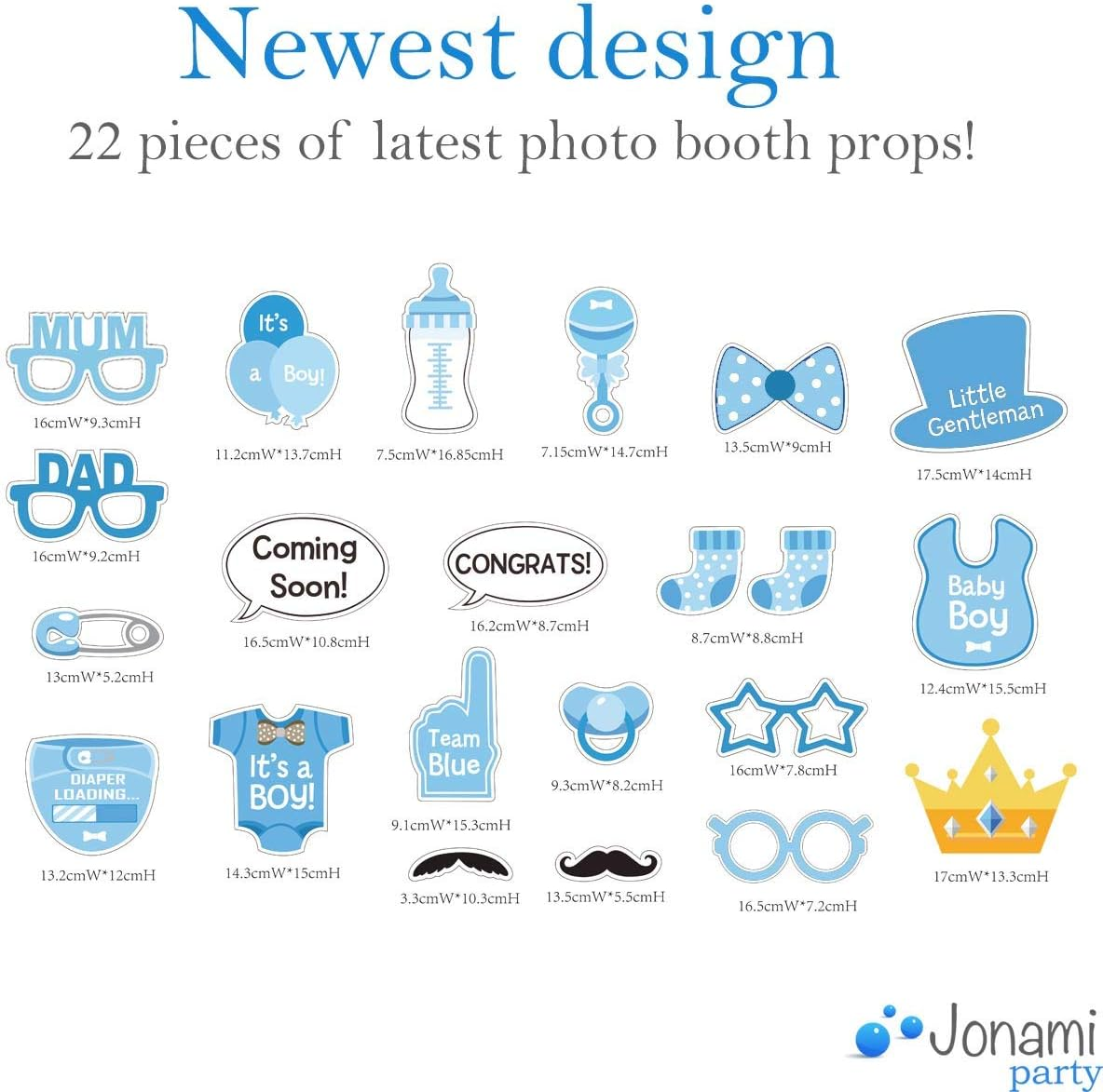 Boy Baby Shower Photo Booth Props, Baby Boy Bottle Masks Photo Props Photobooth for Newborn Boy. Ready to Use Blue Posing Props Supplies and Accessories for Party Decoration image number 4