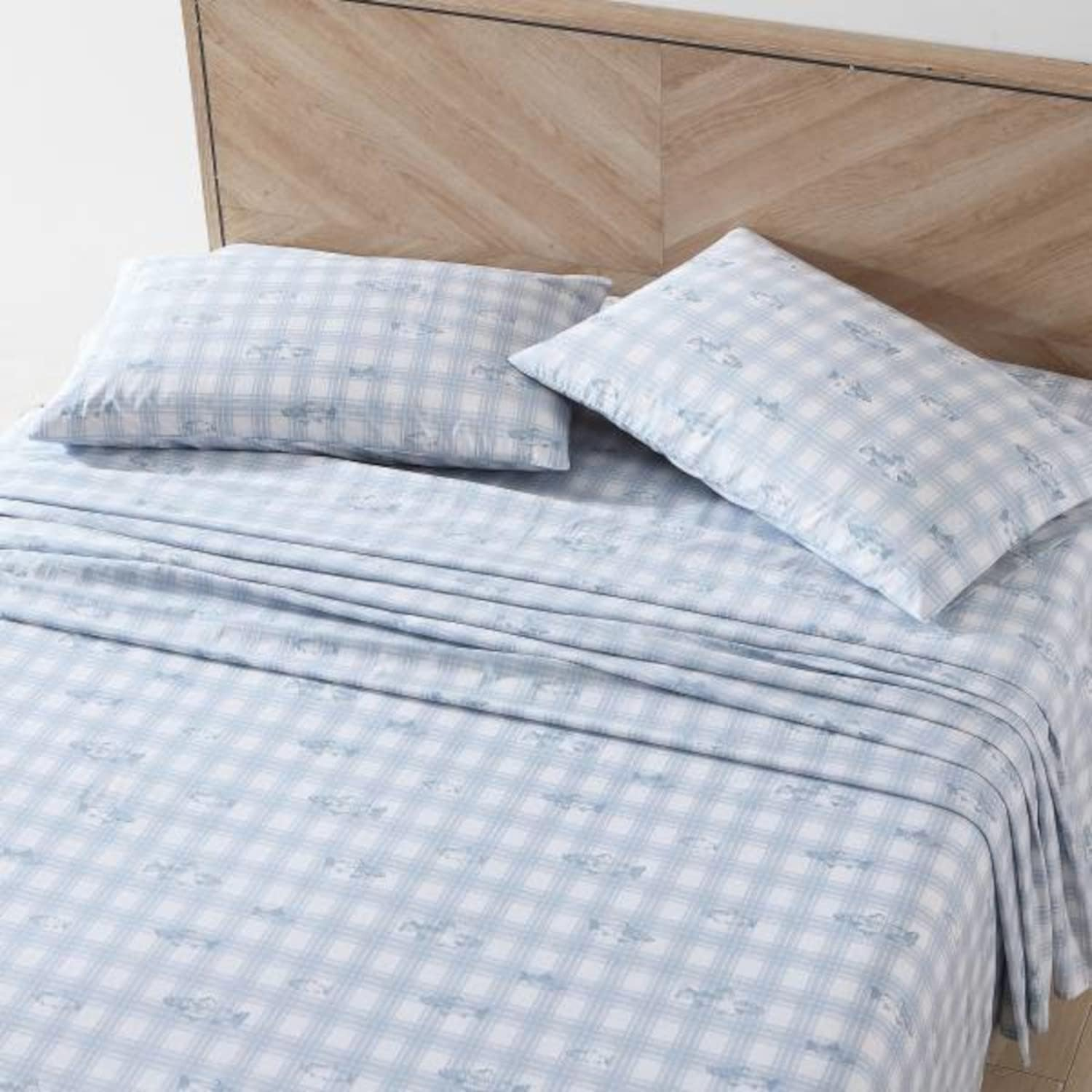 Eddie Bauer Sheets Cotton Percale Bedding Set, Crisp & Cool, Stylish Home Decor, Full, Methow Plaid Blue/White image number 6