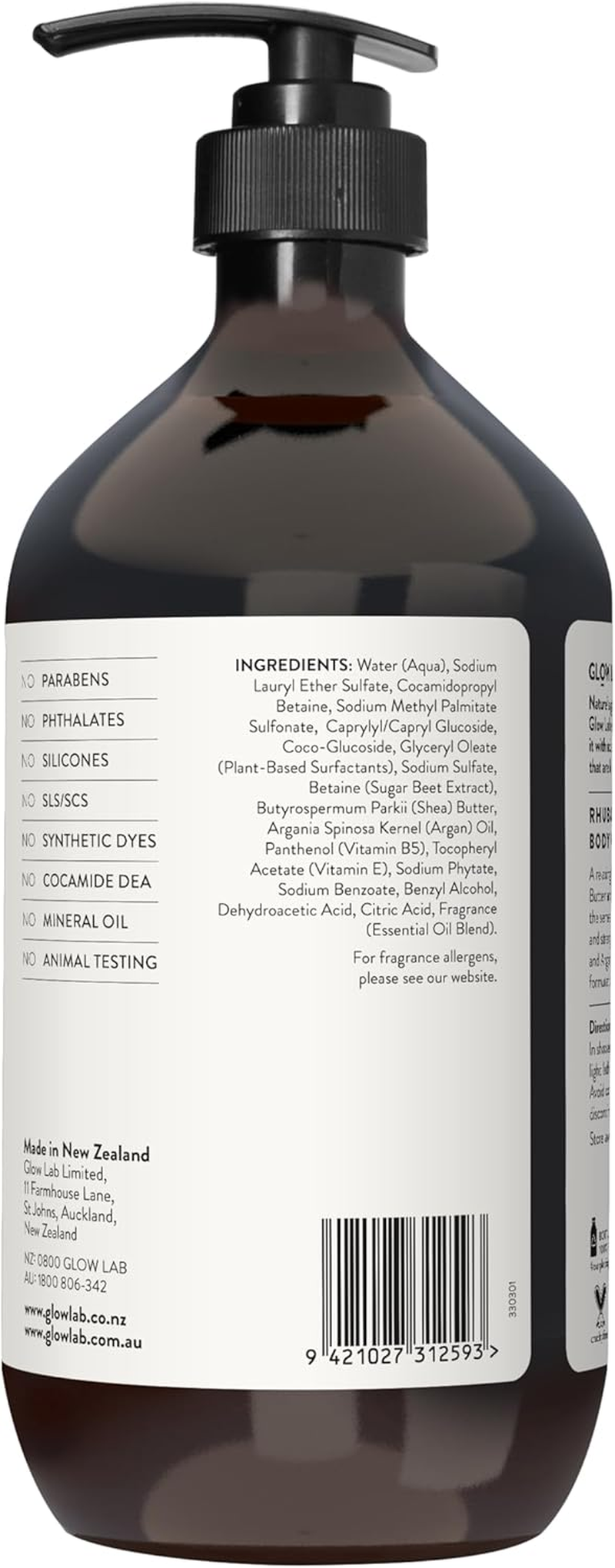 Glow Lab Rhubarb and Rose Body Wash 900 Ml (Pack of 2)