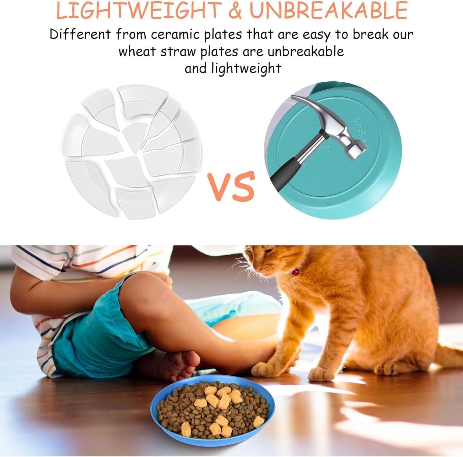 Pack of 10 Flat Cat Bowls, round Cat Plates, Colourful Cat Food Bowl Set, Cat Plate for Kittens and Short-Legged Cats image number 6