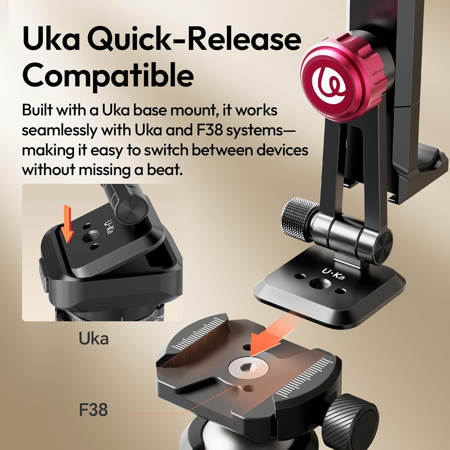 ULANZI MA51 Metal Phone Tripod Mount, Phone Clamp with Arca UKA Base, Cold Shoe, ARRI Locating Holes, 360&deg; Swivel 180&deg; Tilt, Cell Phone Holder Compatible with Iphone Samsung Galaxy and All Phones image number 1