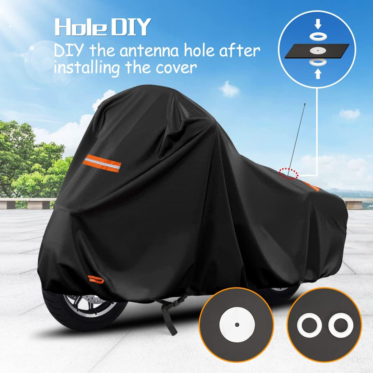 420D Motorcycle Cover for Harley Davidson Touring Models Road King, Road Glide, Street Glide, Electra Glide, Heritage Classic, Low Rider Outdoor Bike Cover Waterproof Fits up to 118&rdquo; Motorcycle