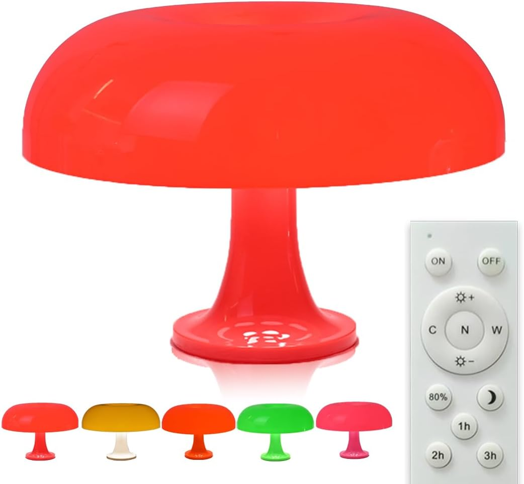 Calming LED Bedside Lamp (Red) | Red Light Therapy | USB Desk Lamp | Remote Controlled | Cute Night Light for Kids | Timer Function | Soothing Decor Lighting | Clean Design image number 1
